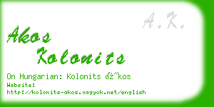 akos kolonits business card